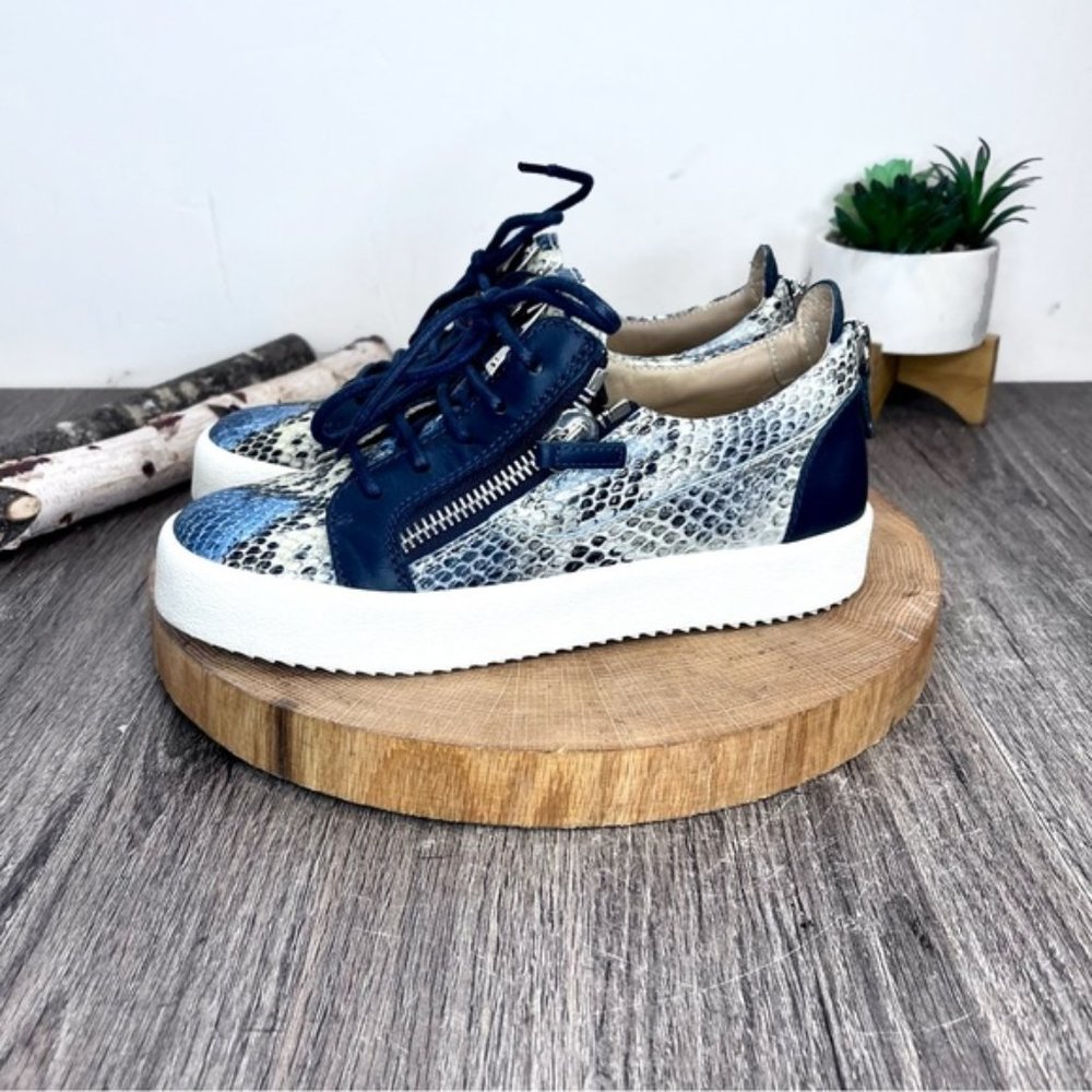 *Giuseppe Zanotti | Multicolor Embossed Snake Leather May London Sneakers 37.5